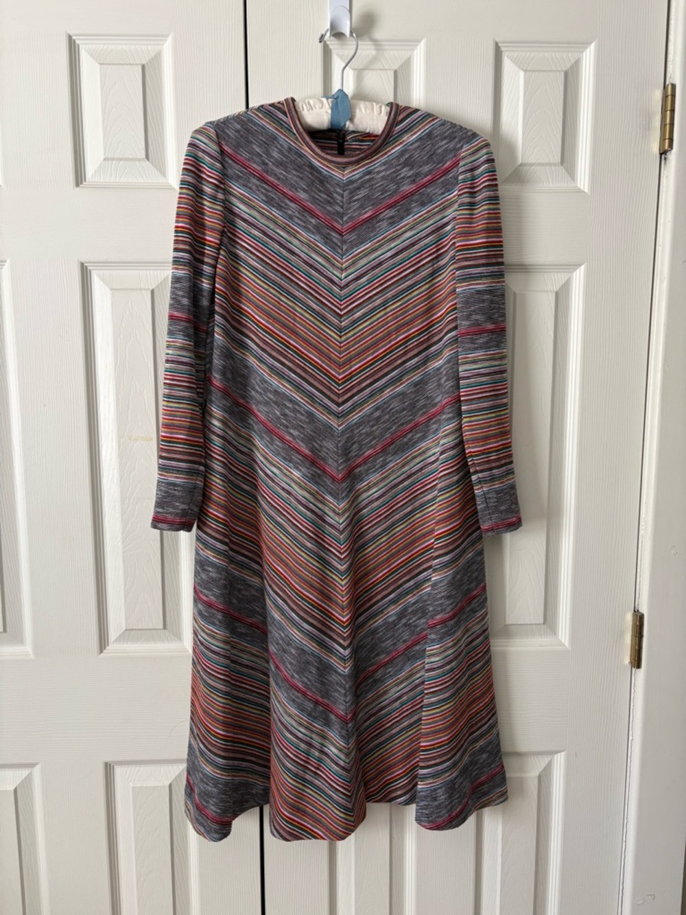 Vintage 60s-70s Leslie Fay Knit Chevron Midi Dress